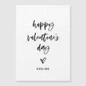 白黒のスクリプカジュアルトとハートバレンタイン マグネット招待状 (正面)