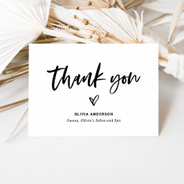 白黒のスクリプカジュアルトとハートマーケティング サンキューカード