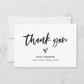 白黒のスクリプカジュアルトとハートマーケティング サンキューカード (正面)