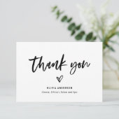 白黒のスクリプカジュアルトとハートマーケティング サンキューカード (スタンド正面)