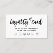 白黒のスクリプカジュアルトとハート ロイヤリティカード (正面)