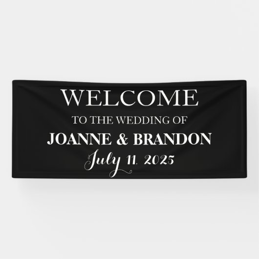 白黒のスクリプシンプルトミニマル結婚リスト 横断幕 (横)