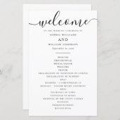 白黒のスクリプシンプルト結婚式プログラム (正面/裏面)