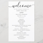 白黒のスクリプシンプルト結婚式プログラム (正面)