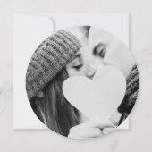 白黒のスクリプトの円形の写真結婚の 招待状 (裏面)