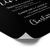 白黒のスクリプトの署名ドリンクの署名 ポスター (角)