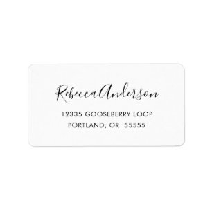 白黒のスクリプトシンプル差出人住所 ラベル