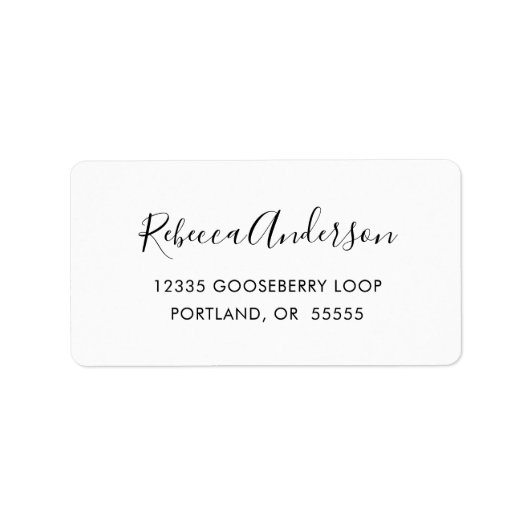 白黒のスクリプトシンプル差出人住所 ラベル (正面)