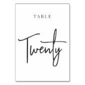 白黒のスクリプトテーブルTWENTY テーブルナンバー (正面)
