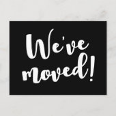 白黒のスクリプトフォント移動 案内ポストカード (正面)