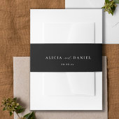 白黒のスクリプトミニマル結婚式招待状 招待状ベリーバンド