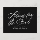 白黒のスクリプトモダンの卒業 アドバイスカード (正面)
