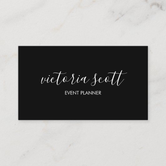 白黒のスクリプト名刺 名刺 (正面)