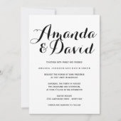 白黒のスクリプト結婚式招待状 招待状 (正面)