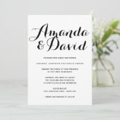 白黒のスクリプト結婚式招待状 招待状 (スタンド正面)