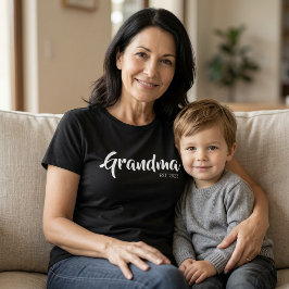 白黒のスクリプト おばあちゃん設立 Tシャツ