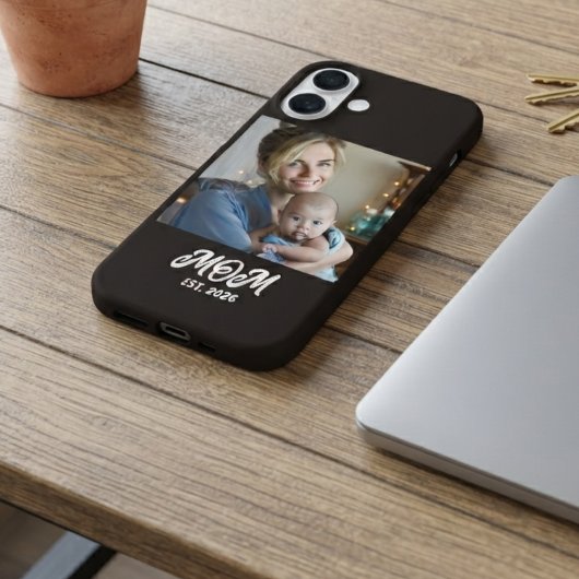 白黒のスクリプト モム設立 フォト Case-Mate iPhoneケース