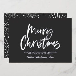 白黒のスクリプトmerry christmas non photo 箔シーズンカード