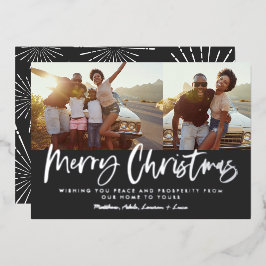 白黒のスクリプトmerry christmas photo 数々の. 箔シーズンカード