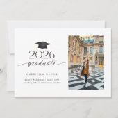 白黒のスクリプモダント写真 |両面 招待状 (正面)