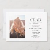 白黒のスクリプモダント写真 |両面 招待状 (裏面)