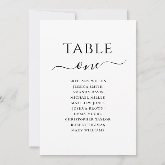 白黒のスクリプ結婚トの座席表 招待状 (正面)