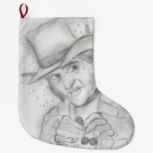 白黒のスクルージ ラージクリスマスストッキング (正面)