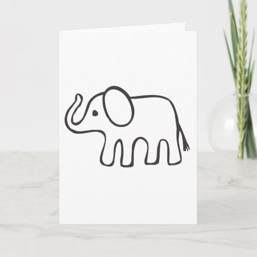 白黒のスケッチで象を描く カード (正面)