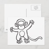 白黒のスケッチを描いたサルの若者 ポストカード (正面/裏面)