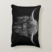 白黒のスコットランドの高地牛 アクセントクッション (裏面(縦))