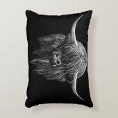 白黒のスコットランドの高地牛 アクセントクッション (正面(垂直))