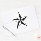 白黒のスター航海のステッカー ラウンドシール (封筒)