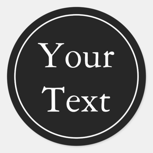 白黒のステッカーまたはラベル(文字付き) ラウンドシール (正面)