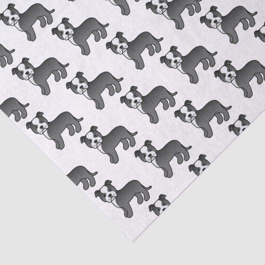 白黒のステフィーかわいい漫画の犬のパターン 薄葉紙 (詳細)