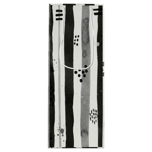 白黒のストライプたち ワインギフトバッグ (正面)