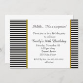 白黒のストライプの大人の誕生日の招待状 招待状 (正面/裏面)