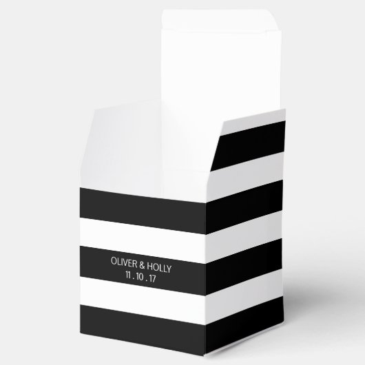 白黒のストライプの結婚式の引き出物箱 フェイバーボックス (オープン)