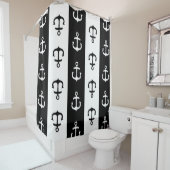 白黒のストライプの航海のないかりのシャワー・カーテン シャワーカーテン (インサイチュ)