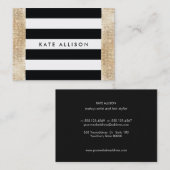 白黒のストライプの金ゴールド連フェイク続美しい 名刺 (正面/裏面)