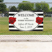 白黒のストライプバラのバ結婚ナー 横断幕 (インサイチュ)