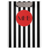 白黒のストライプパターンストライプの、モノグラム クリップボード (正面)