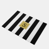 白黒のストライプパターンストライプの、モノグラム ドアマット (アングル)