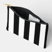 白黒のストライプパターンストライプの、線 アクセサリーポーチ (見開き)