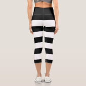 白黒のストライプパターンストライプの、線 カプリレギンス (裏面)