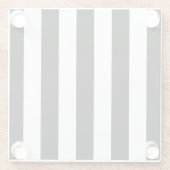 白黒のストライプパターンストライプの、線 ガラスコースター (裏面)