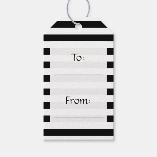 白黒のストライプパターンストライプの、線 ギフトタグ (正面)