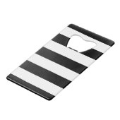 白黒のストライプパターンストライプの、線 クレジットカード栓抜き (裏面アングル)