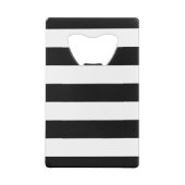 白黒のストライプパターンストライプの、線 クレジットカード栓抜き (裏面)