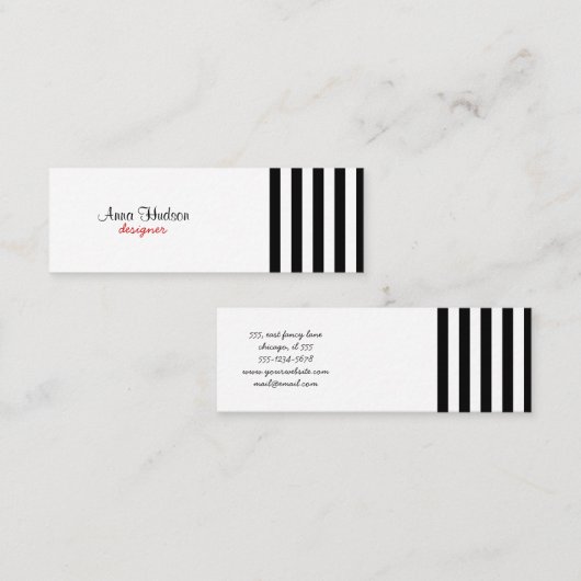 白黒のストライプパターンストライプの、線 スキニー名刺 (正面/裏面)