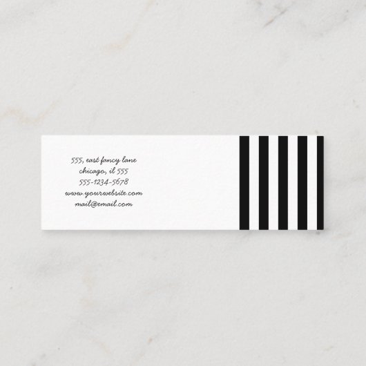 白黒のストライプパターンストライプの、線 スキニー名刺 (裏面)